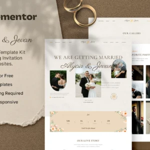 Alycia & Jevan – Wedding Invitation & RSVP Elementor Template Kit